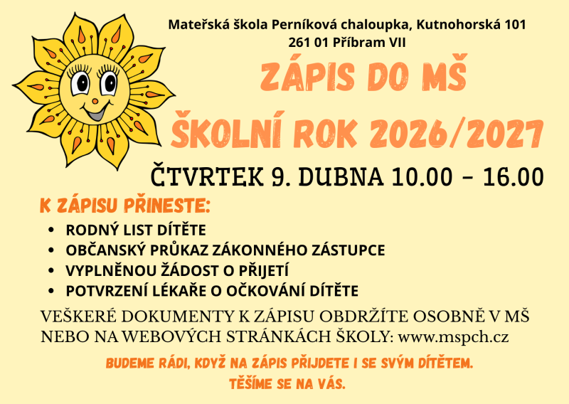 ZÁPIS DO MATEŘSKÉ ŠKOLY